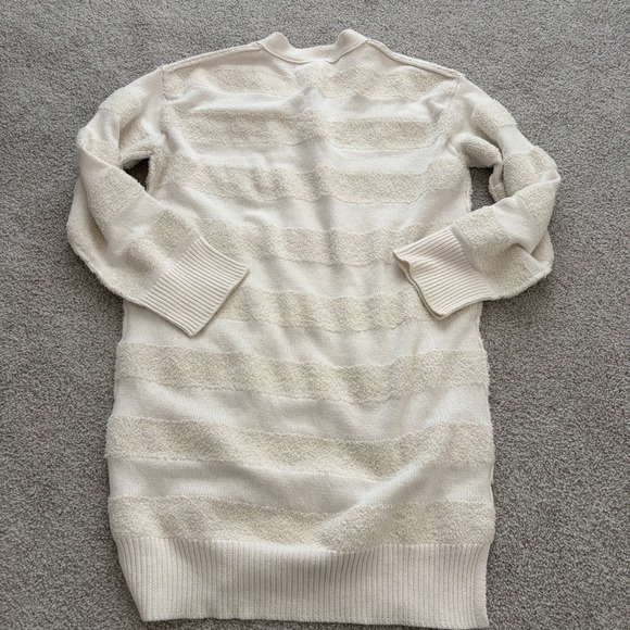 Anthropologie Daily Practice Long Striped Cardigan Womens L Cream Textured Cozy - Picture 7 of 8
